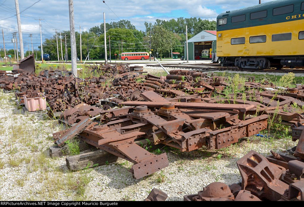 Railroad spare parts laying on the track